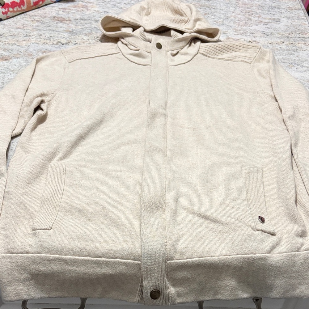 University Club Cream Knit Hooded Sweater